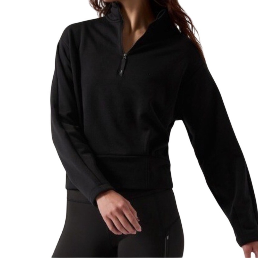 Athleta Altitude Polartec Quarter Zip Sweatshirt Black Pullover Womens Size M